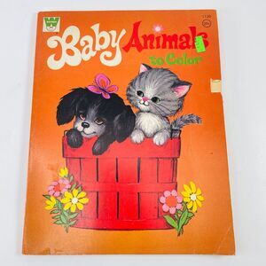 Baby Animals to Color Whitman 1972 Vintage Coloring Book Kids 1130 Uncolored